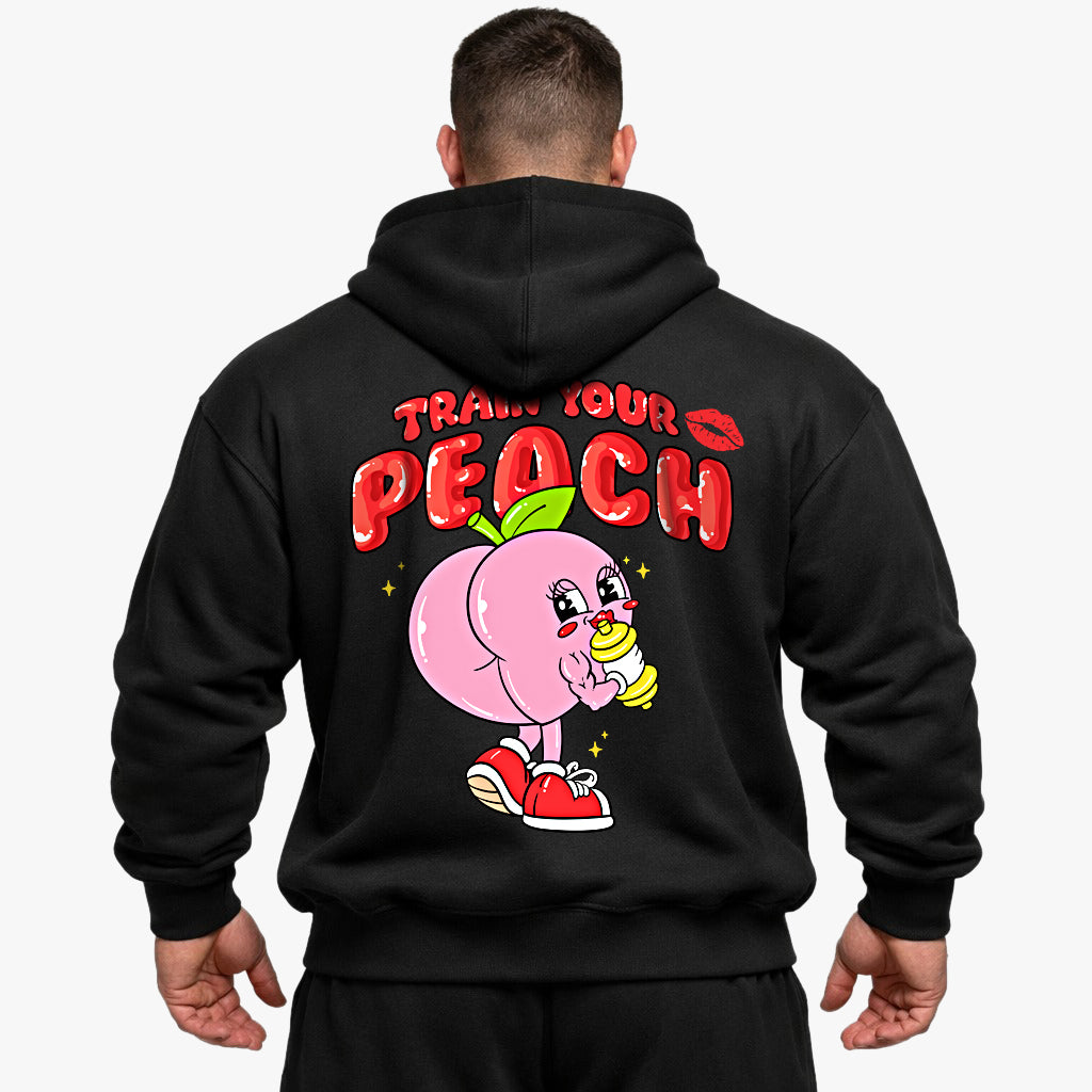 Entraînez votre sweat à capuche surdimensionné pêche (backprint)